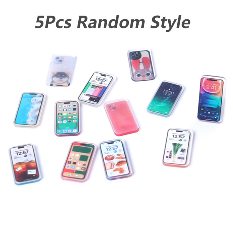 Kids Toys Smartphone - 5 adet 1:12 Dollhouse Minyatür Cep
