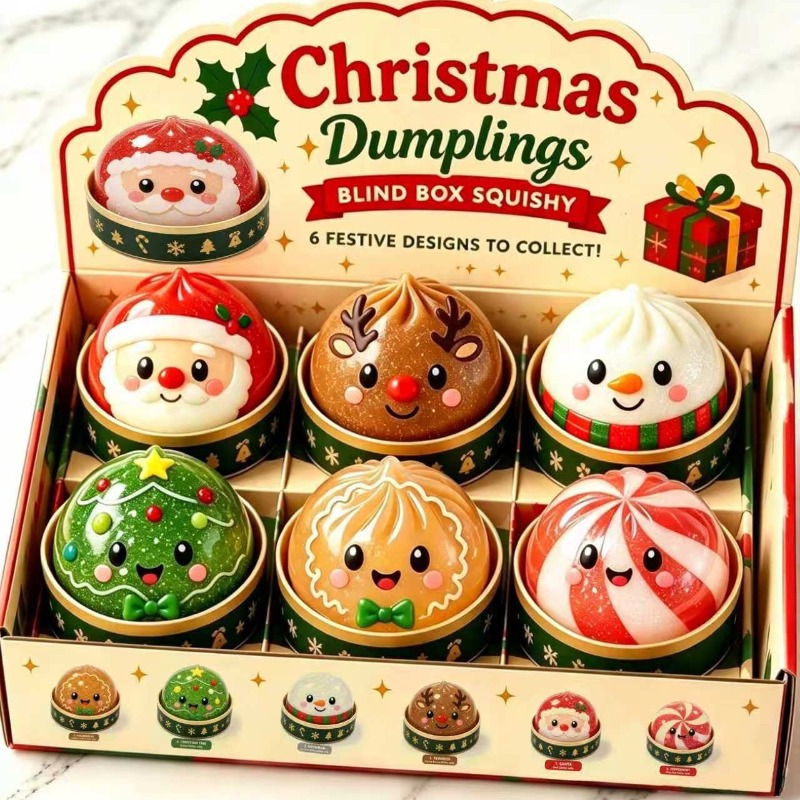Kids Toys Dumplings - Noel Mantı Şeklinde Yumuşak Sıkma Oyuncak
