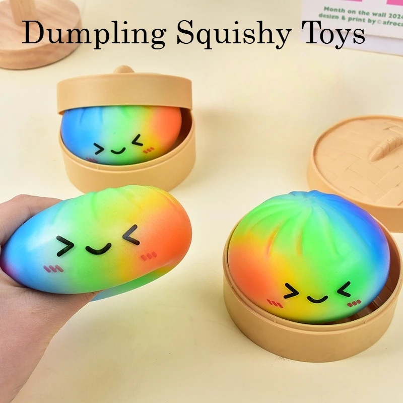 Kids Toys Dumplings - Gökkuşağı Renkli Mantı Şeklinde Yumuşak Oyuncak,